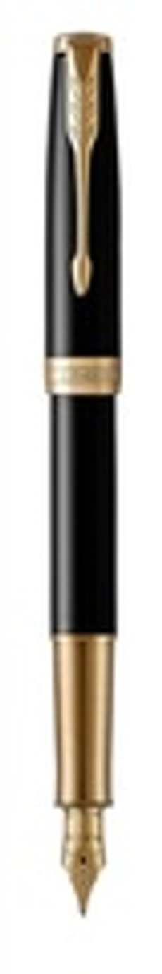 Перьевая ручка Parker Sonnet , Lacquer Deep Black GT , перо: 18К золото, F, цвет чернил: black, в подарочной упаковке