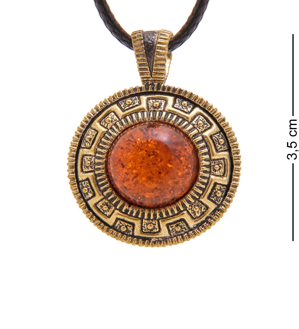 AM-3365 Подвеска «Жетон Пряжка» (латунь, янтарь)