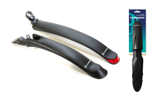 Крылья HOGGER 20-28", к-кт перед./задн. с отражателем, крепеж: перед. на бустер вилки, задн. за подседельный штырь; пластик, черный