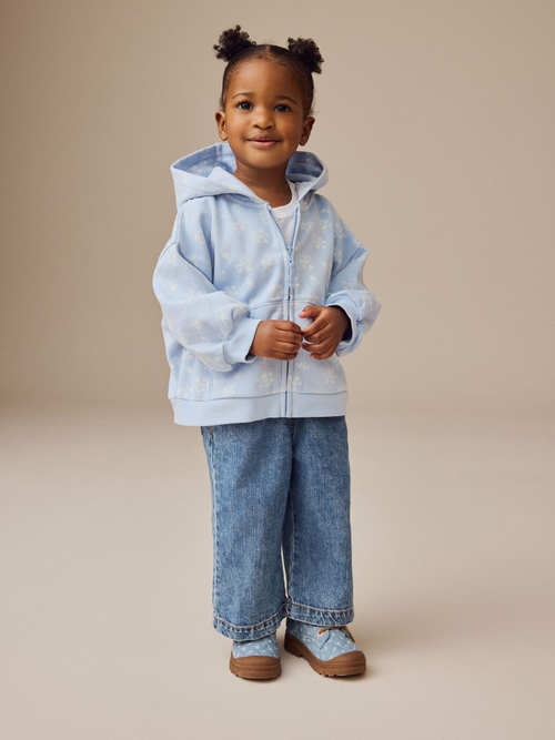 Толстовка с капюшоном на молнии для девочки Next E53-966, Голубой