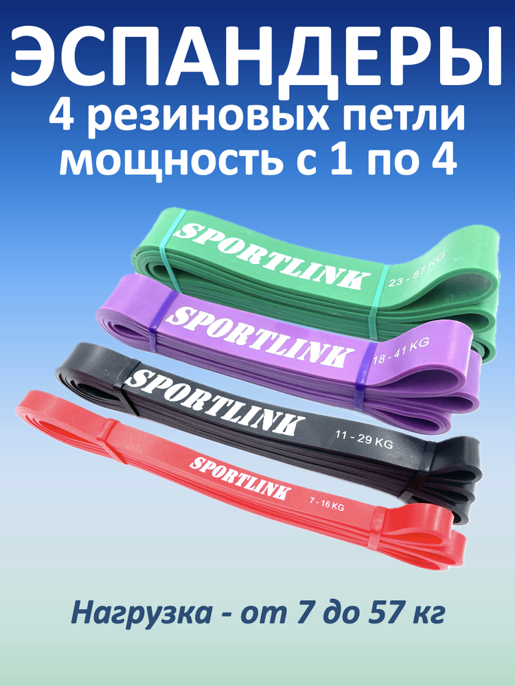 Набор из 4 резиновых петель (7 - 57 кг)