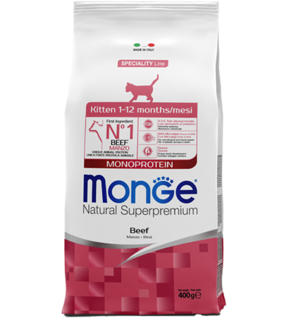 Монж Cat Kitten Monoprotein Котята Говядина 400гр.