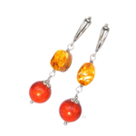 серьги с янтарём и кораллом