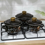 Набор эмалированной посуды 6 пр, кастрюли 1,1.5,2.3 л, Керчь, Арабика-1, корич