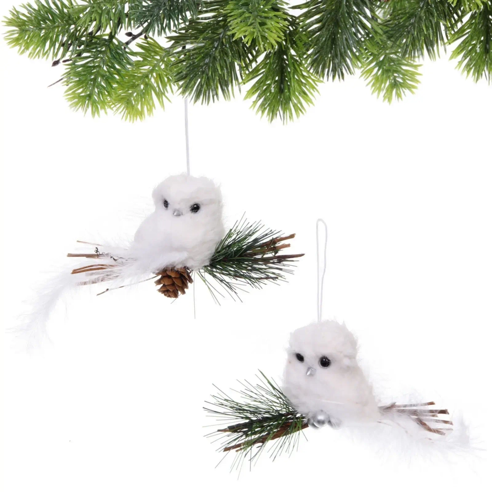 Подвеска «Птичка на веточке» 11 см (в ассортименте), Белый