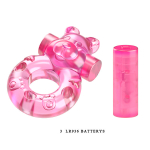 Розовое эрекционное кольцо с вибрацией 3,5х5,3см Baile Pink Bear Cock Rings BI-010083