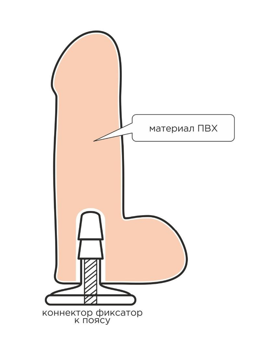 Реалистичный страпон телесного цвета - 19,3 см.