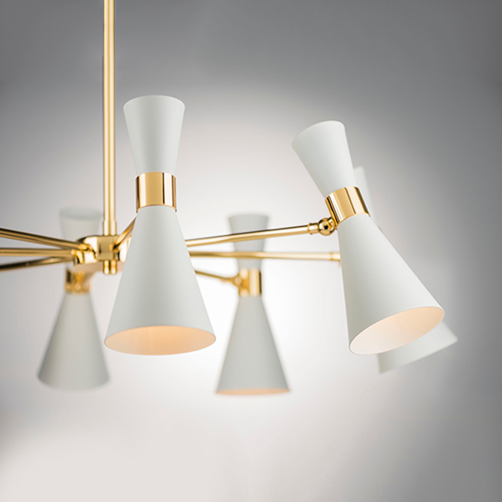 816086 Люстра DUMO 8х40W E14 БЕЛЫЙ МАТОВЫЙ/ЗОЛОТО