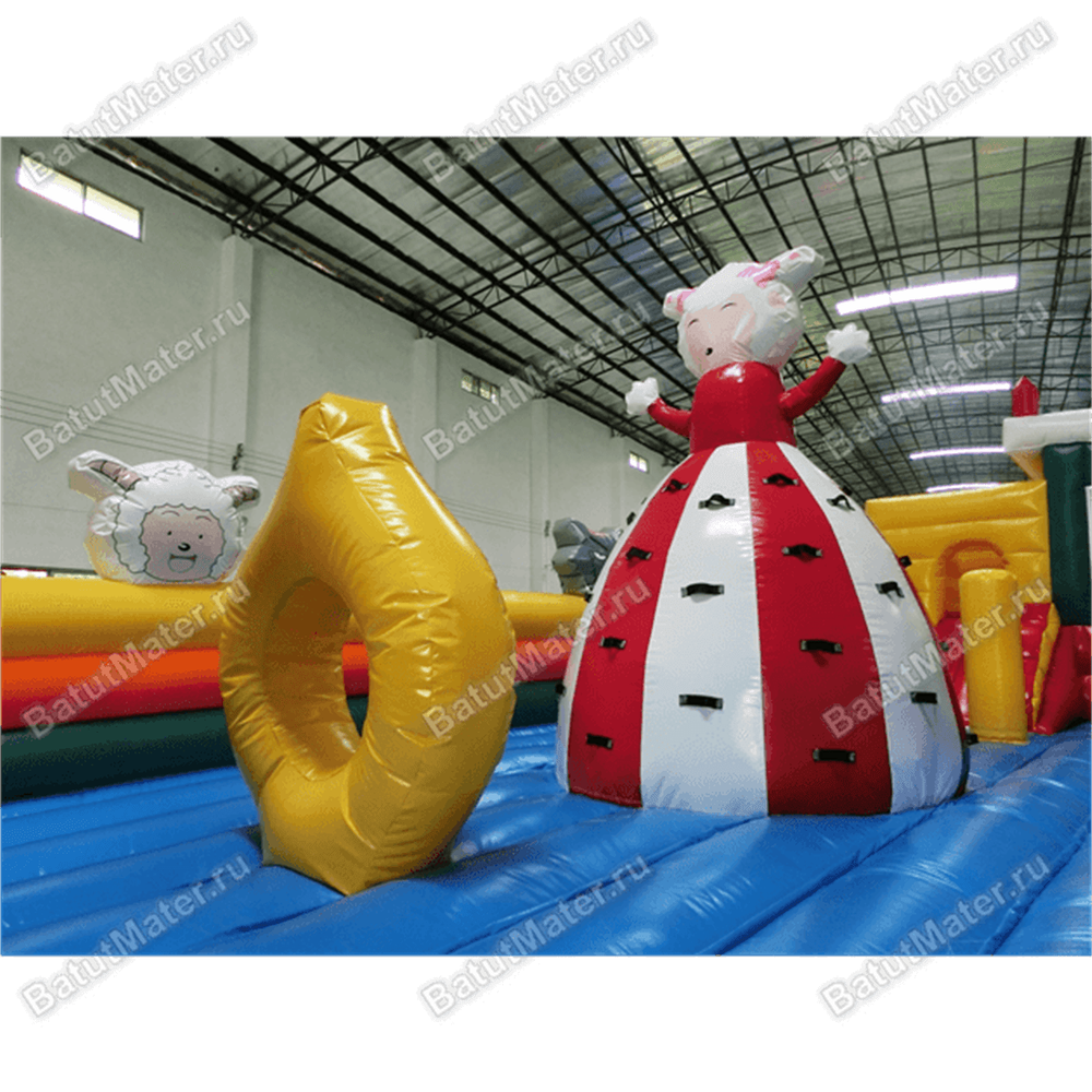 Надувной батут с крышей "Злой страшный серый волк"