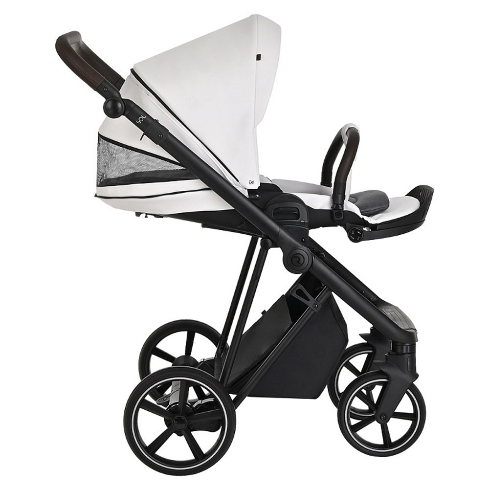 Детская коляска Roan Sol Кожа 2 в 1 RSL/2024 White/Black/руч.Тем.коричневый