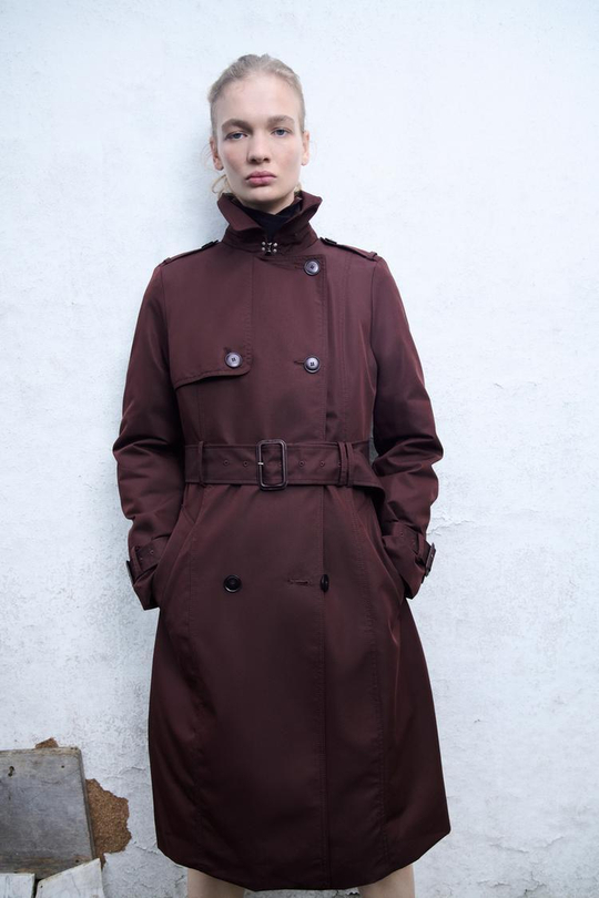 ZARA ТРЕНЧ WATER-REPELLENT — ZW COLLECTION, ЦВЕТ БУРГУНДСКОГО ВИНА