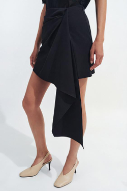 ZARA КОРОТКАЯ ЮБКА АСИММЕТРИЧНОГО КРОЯ — ZW COLLECTION, ЧЕРНЫЙ