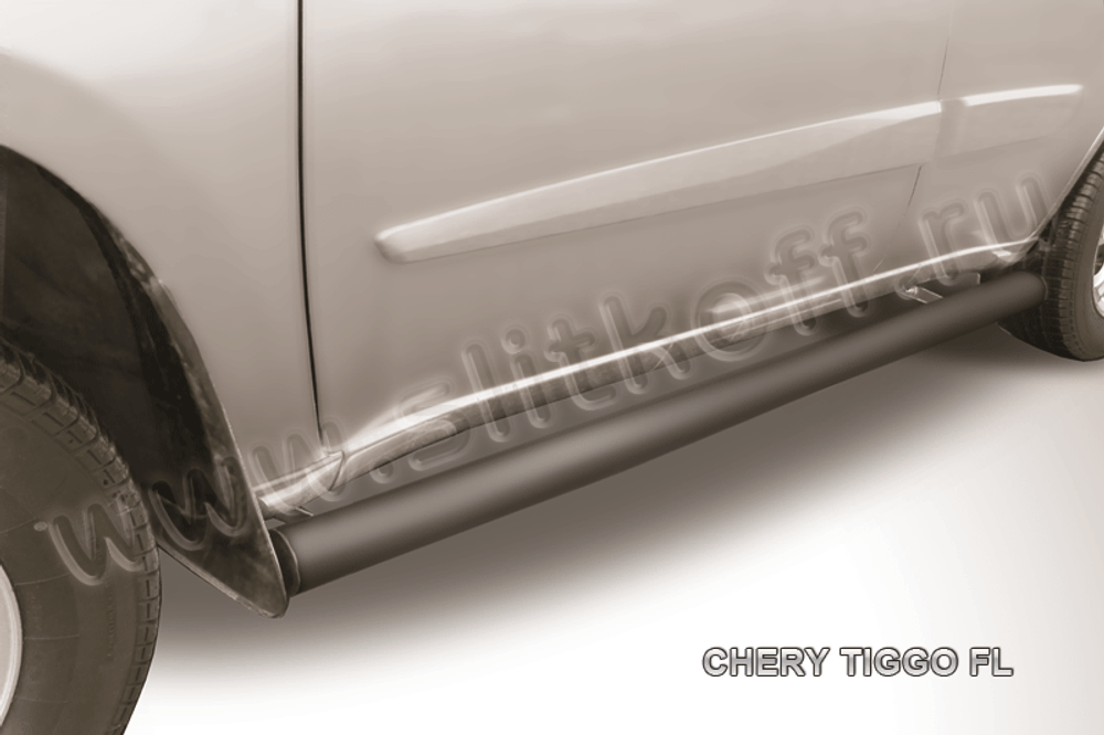 Пороги стальные Chery Tiggo FL (2011-2016) d76 труба (черные)