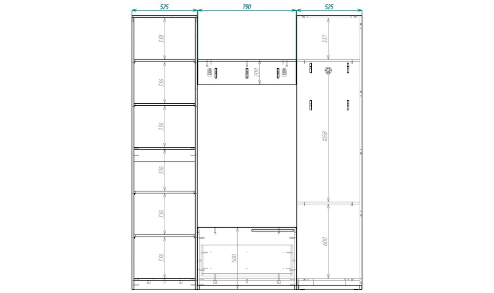 Прихожая Лорена Пакс-4 Дуб Табачный U1147 185*40*220 см, Коричневый   Фиеста