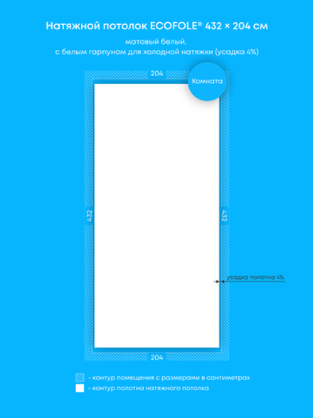 Матовый натяжной потолок 8.8 м2