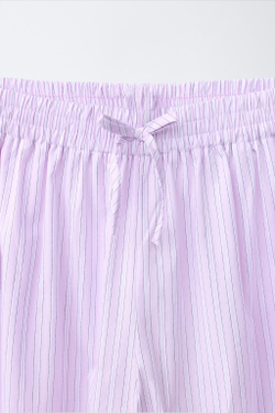 ZARA БРЮКИ-ШАРЫ В ПОЛОСКУ, РОЗОВЫЙ