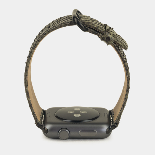Ремешок для Apple Watch 44/45/46 mm из кожи питона, зеленого цвета