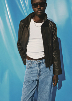 Прямые джинсы из жатой ткани