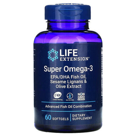 Рыбий жир и Омега 3, 6, 9 Life Extension, Super Omega-3, 60 мягких таблеток