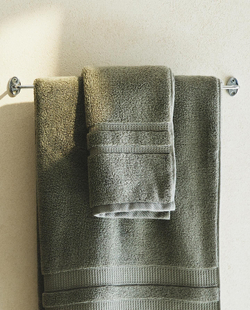 Zara Home - Очень мягкое двойное бордюрное банное полотенце, серый, 90х150 см