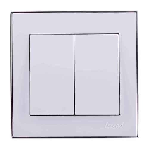 RAIN 703 0225 101 Выключатель двойной  белый с бок.вст.хром