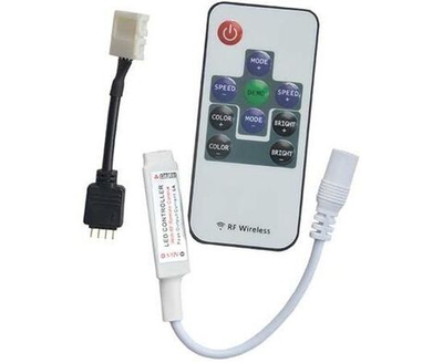 Ecola LED strip RGB RF mini контроллер 6A 72W 12V (144W 24V) с переходником и радиопультом управления