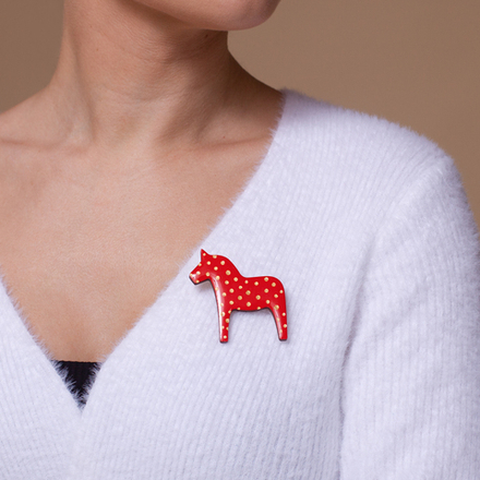 Брошь - Символ Года - Алый/Роспись