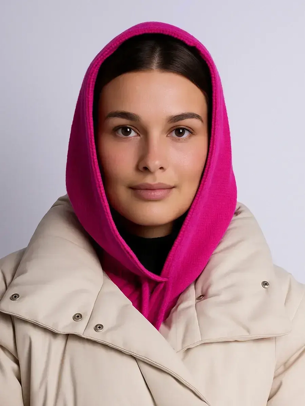 Капор женский вязаный розовый