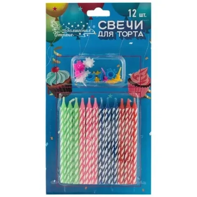 Свечи для торта Волшебная страна 12шт, 9см
