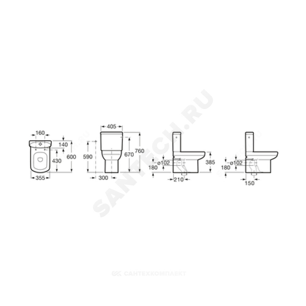 Чаша унитаза универсальный выпуск без сиденья белая Dama Senso Compacto Roca 342518000.