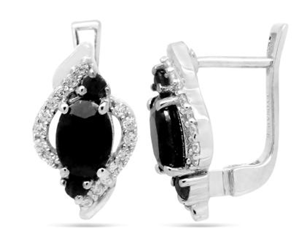 Серьги из серебра с сапфирами