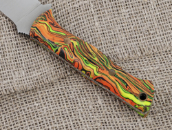 Нож для бушкрафта "Форест", сталь VG-10/Elmax, рукоять микарта (салатово-оранжевая)