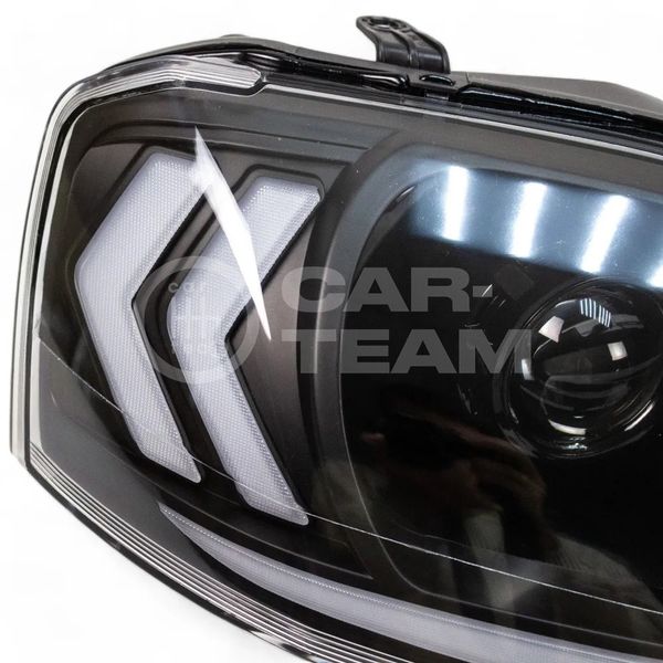 Фары Лада Ларгус передние в стиле Lexus с Bi LED модулями 2,5 дюйма + ДХО с плавающими поворотниками, черная маска (Китай)