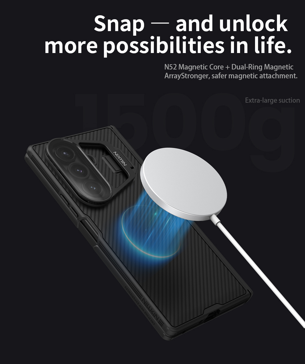 Чехол с MagSafe на смартфон Samsung Galaxy Fold 7, серия CamShield Prop Magnetic от Nillkin (версия с прозрачной крышкой объектива)