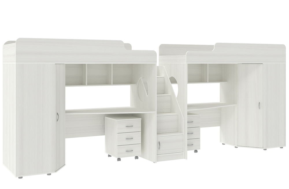 Двухъярусная кровать КарИВи Легенда 4.5 80х190 Белое Дерево Белое Дерево