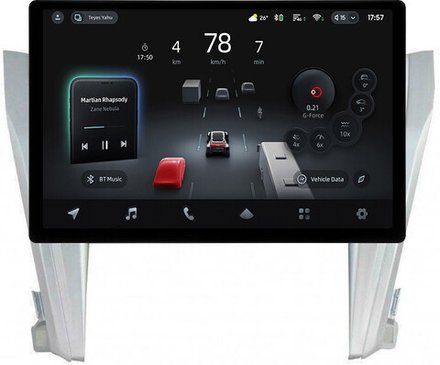Магнитола для Toyota Camry 55 2014-2018 (рамка серебро 10) - Teyes CC4-PRO монитор 13" 2K QLED на Android 13, Snapdragon 778G, 8+128, AI, CarPlay, DSP, 4G SIM-слот