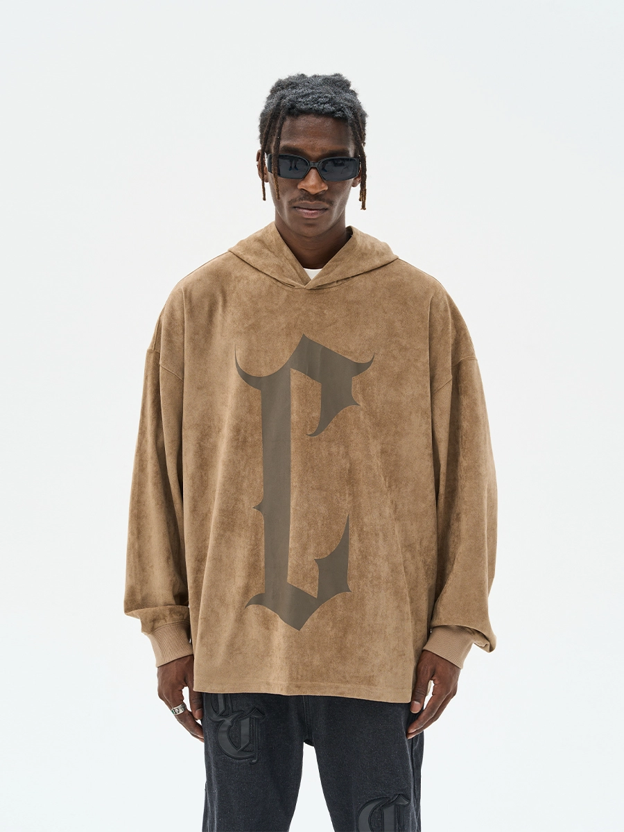 Худи HARSHandCRUEL "C Logo" Oversized Suede Hoodie