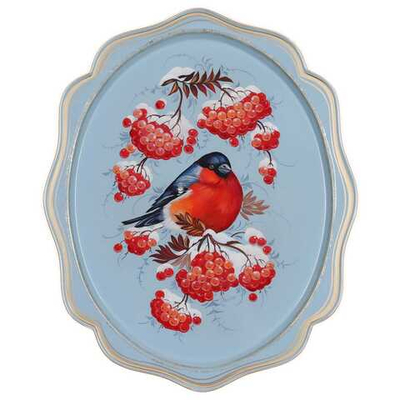 Жостовский поднос декоративный, размер 38х30 см (A15), металлический