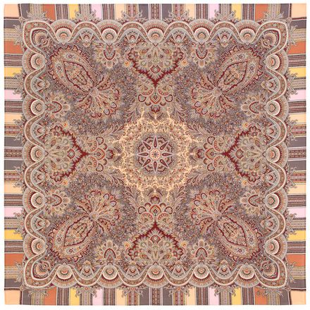 Павловопосадский платок Золотой петушок 2017-3