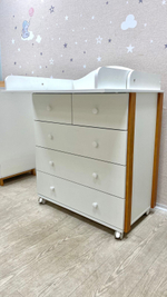 Пеленальный комод Incanto Nuvola Lux 800/5 (откидной столик) цвет белый/бук