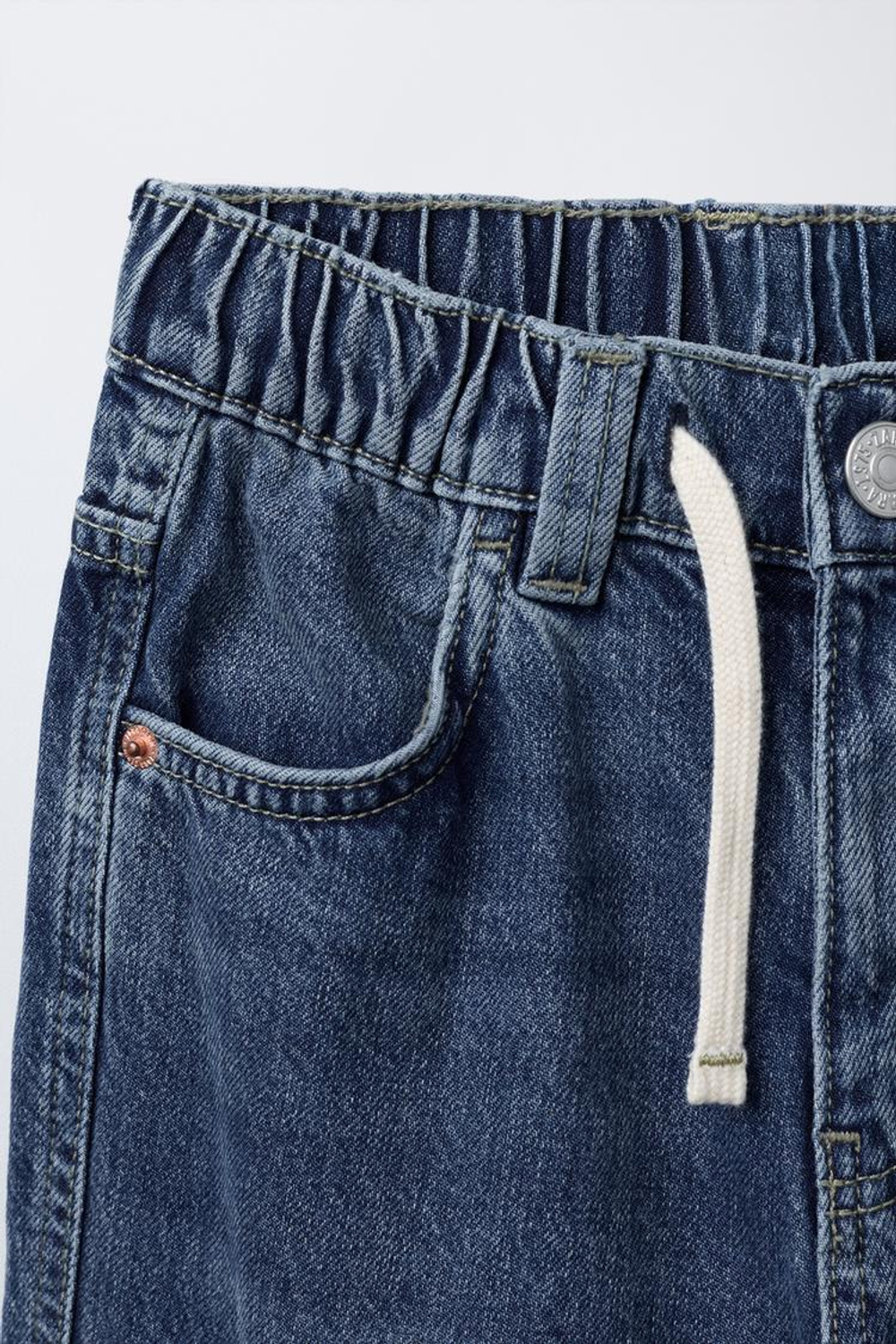 ZARA ДЖИНСЫ КАРГО С ВЫШИВКОЙ, ВЫЦВЕТШИЙ СИНИЙ