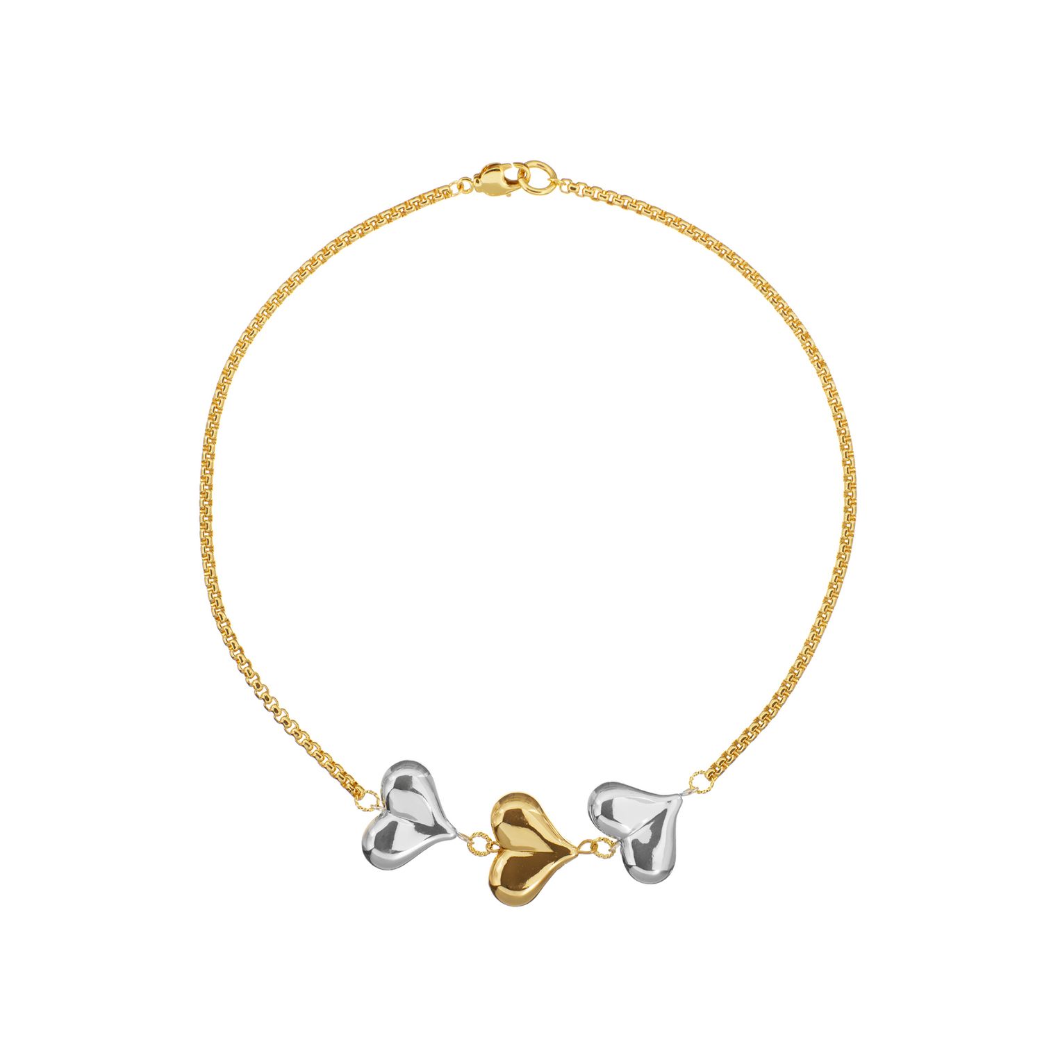 Цепь Three Hearts Gold Necklace