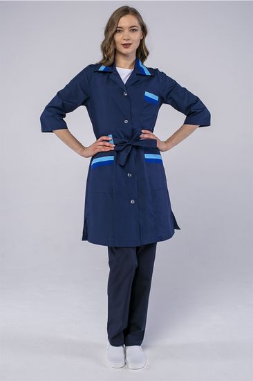 Халат женский "Флора" (т.синий/василек)