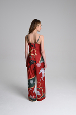 Шелковая пижама тройка с лошадьми - S размер