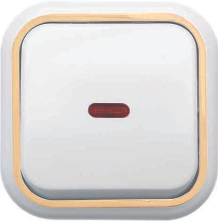 Выключатель 1-кл. ОП Валентина 10А IP20 А16-054 с индикацией бел./зол. Кунцево 7633