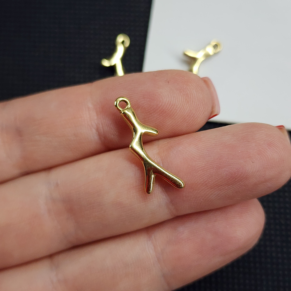 Подвеска коралл, сталь, 2я позолота, премиальная фурнитура