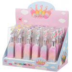 Ручка шариковая, автоматическая, 6в1, Basir, 6-ти цветная, серия "ЕДИНОРОГ", с мехом на корпусе