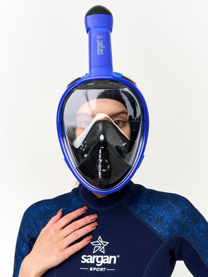 Маска полнолицевая Sargan Планета океан 2.0 синий/черный