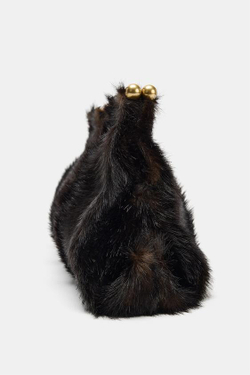 ZARA СУМКА-КОНВЕРТ ИЗ ИСКУССТВЕННОГО МЕХА, КОРИЧНЕВЫЙ