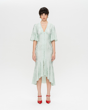 Платье миди из вискозы со струящимися рукавами